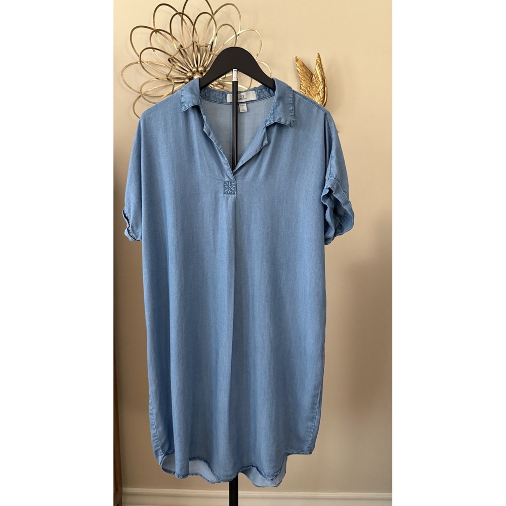 Thread & Supply Chambray Shirt Dress Womens Large Blue Lyocell Casual